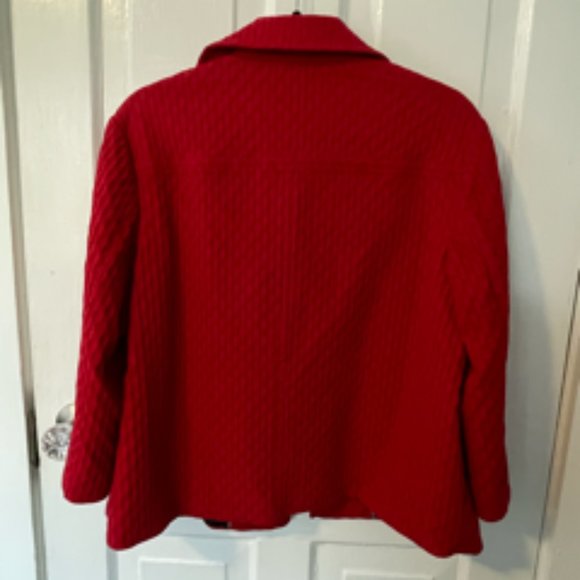 CHICO'S Red Jacket with 3/4 length sleeves, textured cotton, lined Size 2 - Picture 6 of 6